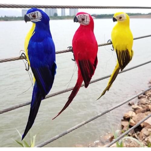 25cm Simulation Parrot Creative Handmade Foam Feather Macaw Lawn Figurine Ornament Fake Animal Bird Garden Prop Decoration