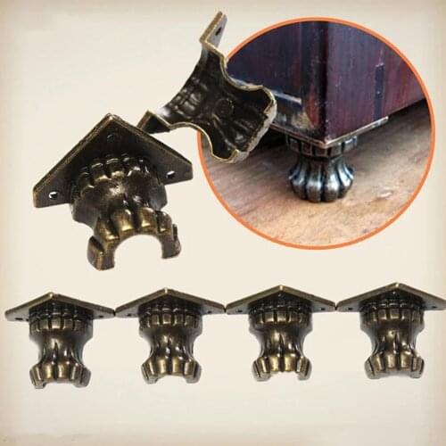 New 4pc 35x25mm Antique Brass Jewelry Chest Wood Box Decorative Feet Leg Corner Protector For Furniture Cabinet Protect Hardware