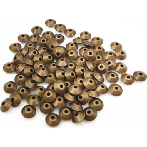 SIXTY TOWFISH 50 Pieces DIY Jewelry Accessories 6*3mm Brass Antique Bronze Metal Beads With Hole Flat Beads