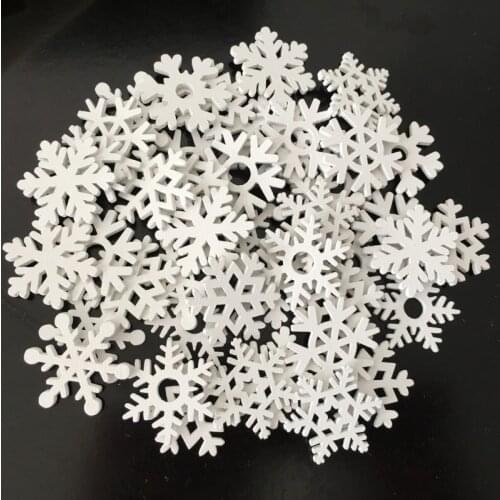50pcs Christmas snowflake wood chip hollow cutting handmade diy craft home holiday party decoration wooden chips