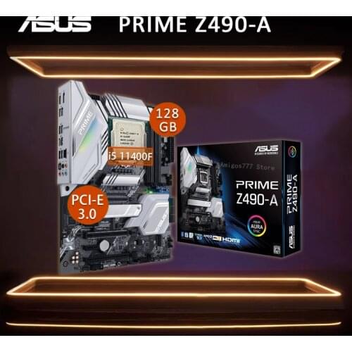 Asus PRIME Z490-A Motherboard With Intel Core i5 11400F Motherboard Combo PCI-E 3.0 Overlocking Intel Z490 Placa-Mãe 1200 New