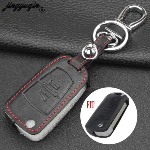 Jingyuqin Remote 2 Buttons Flip Folding Leather Fob Car Remote Key Case Cover for Opel Agile Vectra Novo Montana Corsa