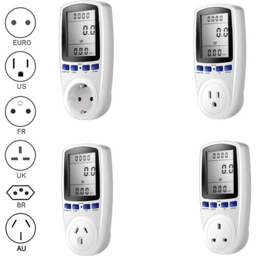 EU BR UK Plug Socket Digital Wattmeter Meter Power Consumption Watt Energy Meter KWh AC 220V 110V Electricity Analyzers Monitors