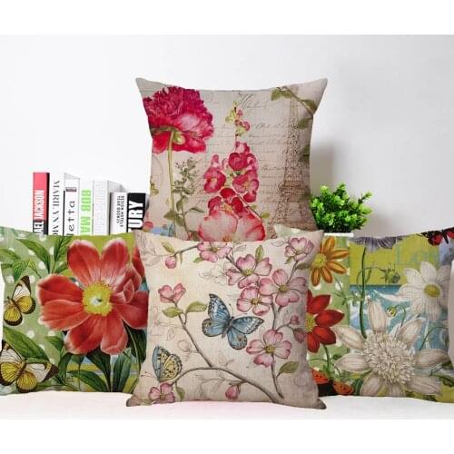 Floral Style Cushion Cover Beautiful Flower Painting Home Decor Pillowcase 45X45cm Decorative Bedroom Pillows Case