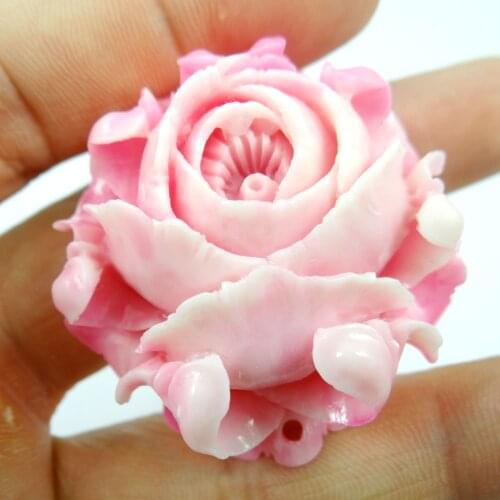 Chinese Organic Cinnabar carve flower pendant stone Jewelry making necklace Lucky Amulet Transshipment Evil Gift A31