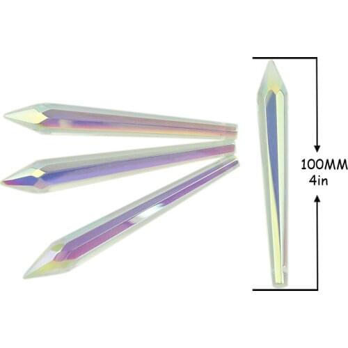 Mutlifaceted Dazzling 100PCS Chandelier Crystals 100mm Icicles Crystal AB Ornaments Aurora Borealis Crystals Prism