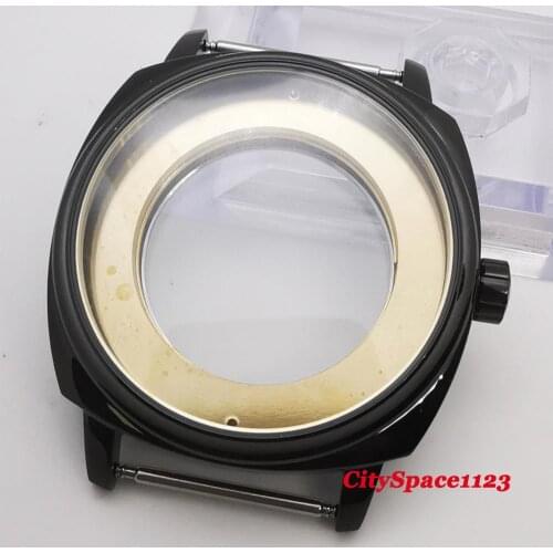 42mm Mens Stainless Steel Waterproof Black PVD Watch Case Fit Miyota 8215 ST1612 ETA 2836 Automatic Movement