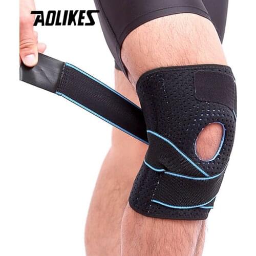 AOLIKES 1PCS Knee Support Coolfit Quick dry Silica gel 4 Springs Sports KneePad Brace Patella Knee Pads Hole Knee Protector