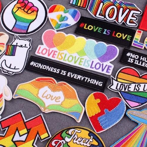 Gay Pride Patches For Clothing Stickers DIY LGBT Rainbow Stripes Iron On Patches On Clothes Badges On Backpack Applique Decor