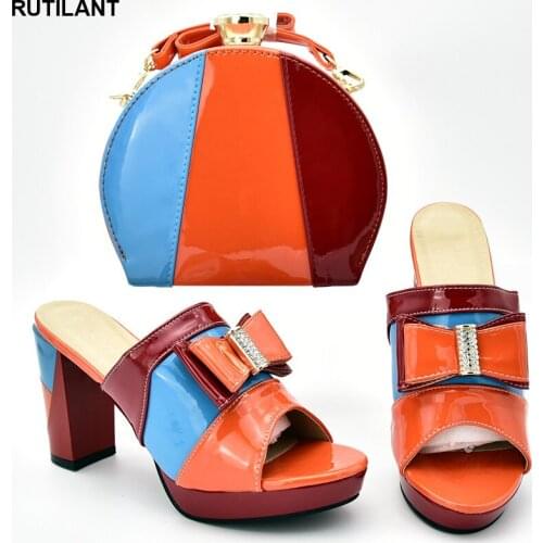 Latest Design African Matching Shoes and Bags Italian In Women Set High Quality Italian Matching Shoe and Bag Set for Wedding