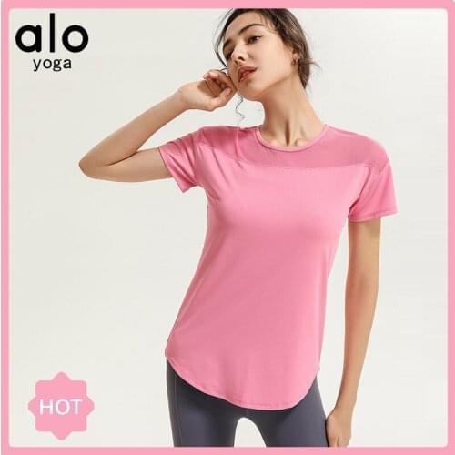 New Launch ALO Yoga Blouse Loose Sports Short Sleeve T-shirts Women Fitness Clothes Tops Leisure Breathable Quick Dry Fabric /40
