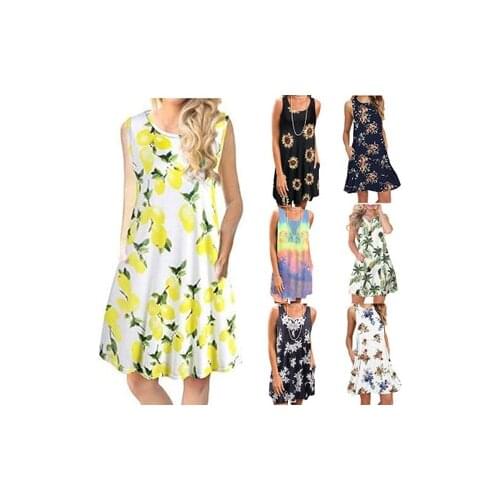 2021 Spring and Summer New Womens Clothing New Printed V-neck T-shirt European and American Sleeveless Loose Top Ladies T-shirt