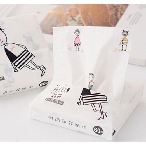 Facial Paper Tissues Thickened Cute Colorful Cartoon Printing Napkins Portable Car Home Party Decor
