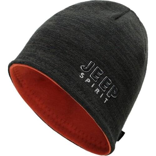 Autumn Winter Hedging Cap Men Keep Warm Double Sides Wear Outdoor Casual Sleeve Cap Fleece Windbreaker Knitted Hats For Men