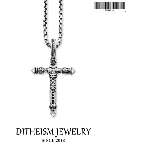 Link Chain Necklace Skull Cross Blackened, 2018 Fashion 925 Sterling Silver Jewelry European Punk Gift For Men Women Boy Girls