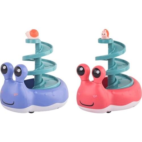 Creative Children Cute Snail Shape Glider Rail Car Rotating Inertial Car Slide Toy with Track Toy Kids Gift Set