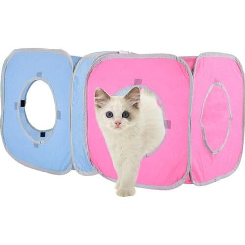 Portable Folding Cat Cube Funny Collapsible Pop-up Cat Tunnel Toy Cat Tent Cat Bed Easy Operation Puppy Play House for Kittens