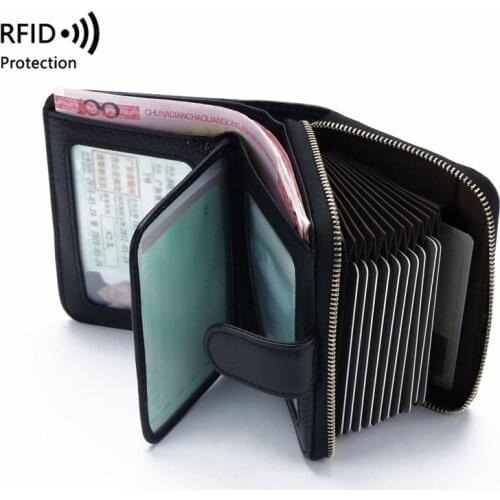 Cowhide Luxury Women Wallet Zipper Bank Card Purses Coin Purse Female Genuine Leather Small Wallet Rfid protrction Money Bag