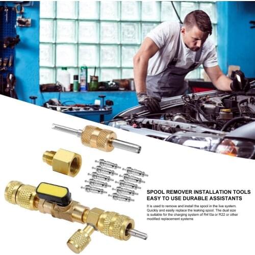 R410A R22 Spool Remover Durable Installation Tool With Dual Size SAE 1/4 And 5/16 Ports For HVAC Auto Disassemble Accessories