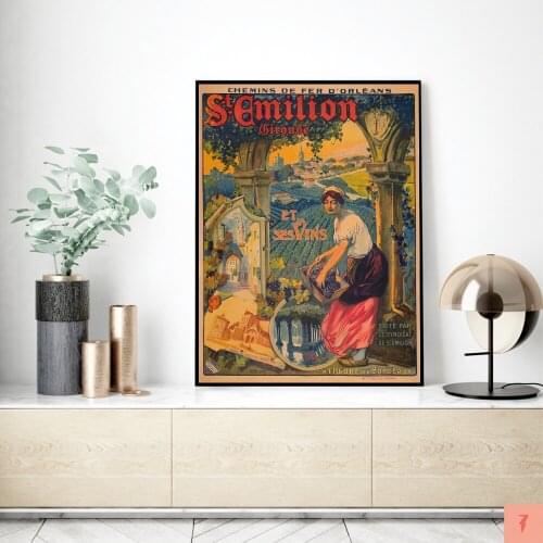 St Emilion Poster French Wine Region Travel Print Vintage Wall Art Canvas Paintings Picture for Living Room Bedroom Home Decor
