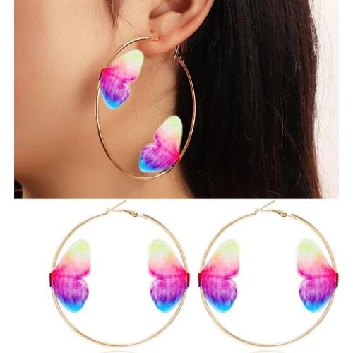 Temperament Girl Tulle Double Layer Animal Earrings Hoop Earrings Colorful Animal Earrings Fashion Eardrop Good-looking