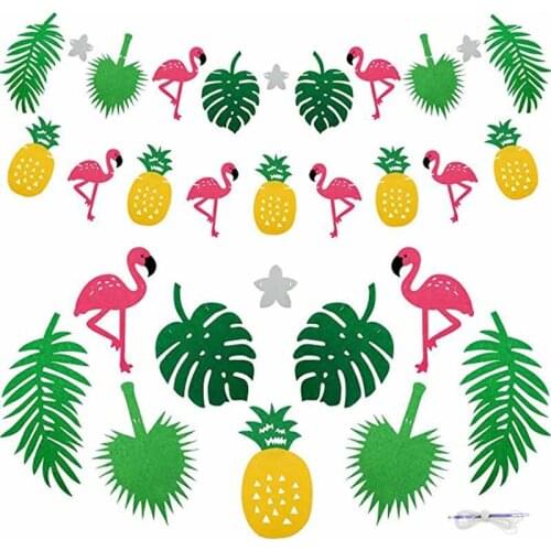 Tropical Flamingos Pineapple leaf Garland Banner Baby Shower Wedding Birthday Summer Hawaiian Luau Party beach table Decoration