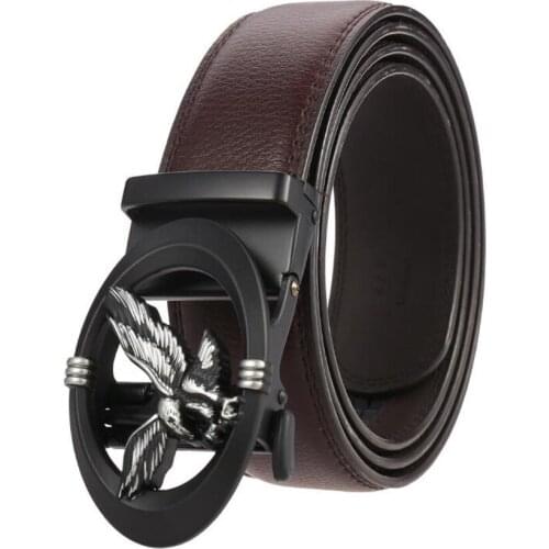 Vintage Buckle Leather Belts for Men Mens Belt Ratchet Dress Belt with Automatic Buckle Casual Leather Belt Black\coffee