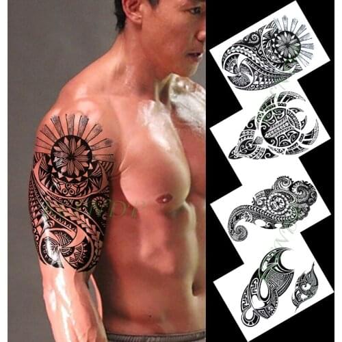 Waterproof Temporary Tattoo Sticker line design flowers totem black arm tatto flash tatoo fake tattoos for men women
