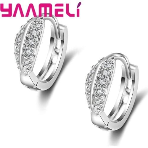 High Quality Hypoallergenic Fashion Silver Hoop Loop Earrings New Style Women/Girls Cubic Zirconia Sparkling Jewelry