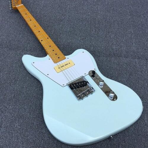 High-quality 6-string electric guitar, P90 pickup, retro color neck, basswood body, back string, guitar, postage