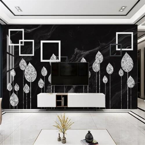 Wellyu Custom wallpaper 3d modern marble diamond leaf frame art TV background wall living room bedroom background wallpaper