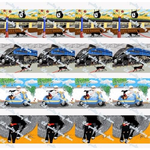 WL 16MM 25MM 38MM Greyhound and Car Grosgrain Ribbon Gift Wrapping Bowknot Diy Party Decoration Craft Supplies Dog Collar