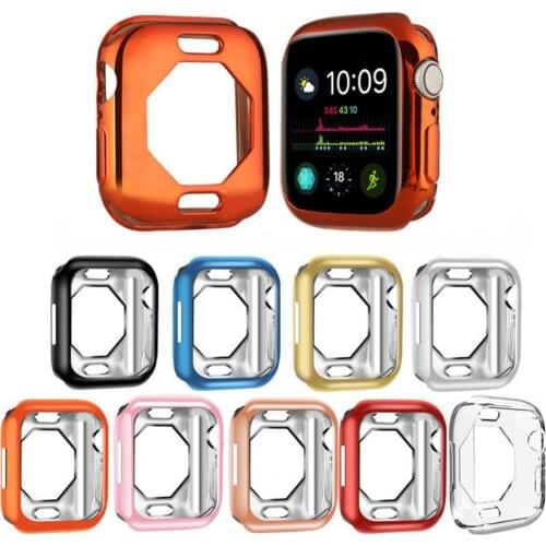 Anti-fall Electroplating TPU Watch Frame Protective Casing Protector Cover 40/44mm Octagonal Watch Casing for iWatch 4/5/6/SE