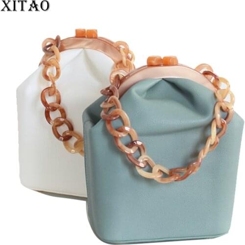 XITAO Single Shoulde Bag Women Bag 2021 Korea New Personality Fashion Acrylic Clip Thick Chain Portable Bag All match CLL1582
