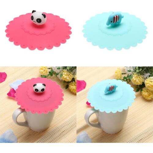 1PC Super Cute 10.5cm Anti-dust Silicone Tea Cup Cover Decorative Animal Coffee Seal Lid Cap Kitchen Accessories
