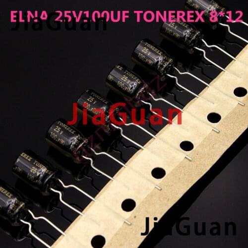 10PCS ELNA TONEREX 25V100UF 8X12MM ROB 100UF 25V tuner audio capacitor TONEREX 100UF 25V Black gold 100uf/25v