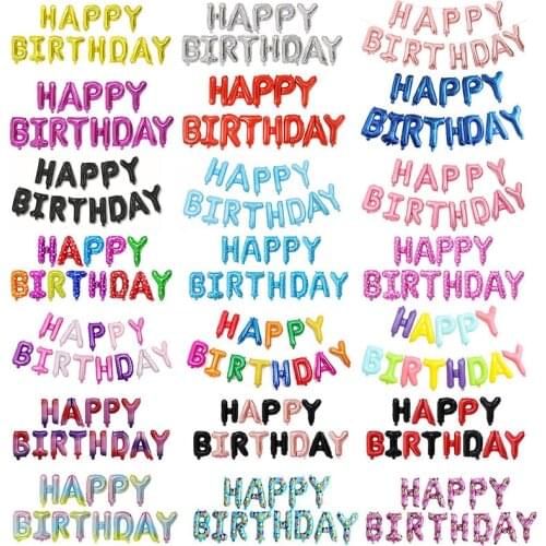 16 Inch Happy Birthday Letter Balloons Banner Aluminum Foil Banner Letter Balloons For Birthday Decorations Party Supplies