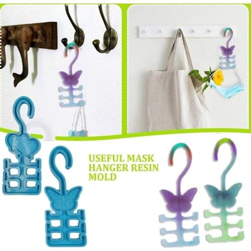 2 Styles Useful Mask Hanger Epoxy Resin Mold Storage Rack Holder Casting Silicone Mould DIY Crafts Jewelry Pendant Decorations
