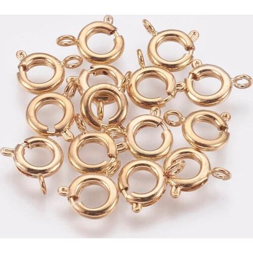 20Pcs 10mm Gold Plated Brass Spring Ring Clasp Fastener Hook Connectors For Necklace Bracelet DIY Jewelry Making Accessories