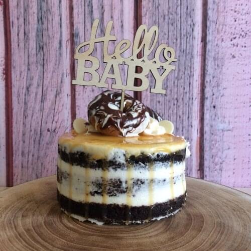 20pcs hello baby wood cut out cake topper baby shower topper cake decorating supplies