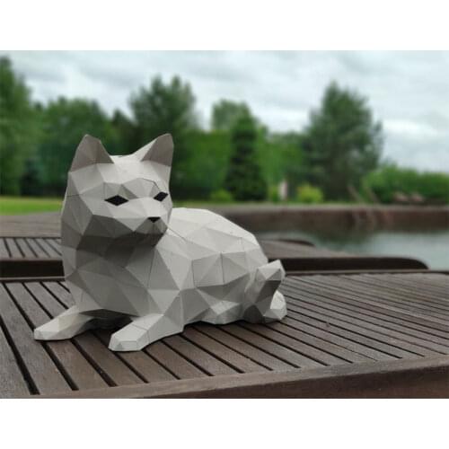 3D Kawaii Staring Cat Handmade Origami Animal Paper Model DIY Creative Craft Puzzles Educational Kids Toy Desk Decoration