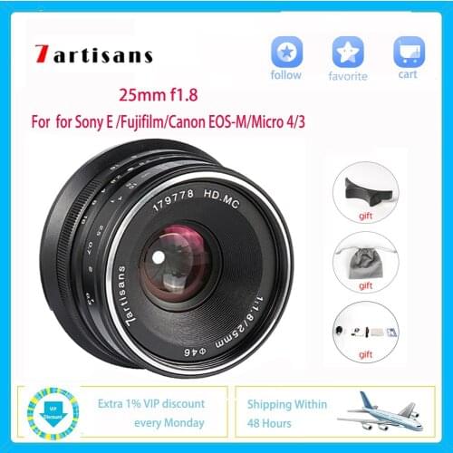 7artisans 25mm F1.8 Micro SLR Camera Lens for Sony E Canon EOS-M Fuji FX M43 Mount Professional Photography Studio Accessories