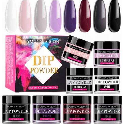 8pcs Dipping Nail Powder Matte Effect Glitter Nail Pigment Natural Dry for Gel Polish DIY Nail Art Decoration