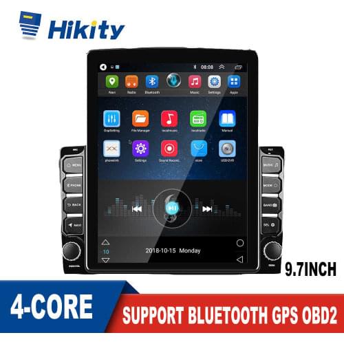 Hikity Vertical Style 9.7 Inch 4-CORE 2din Android Autoradio Car Radio MP5 Player GPS FM Stereo Receiver Support OBD2