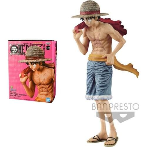 Bandai One Piece Anime Figure Magazine Monkey D. Luffy Genuine Model Anime Peripheral Collection Ornaments Children Toys