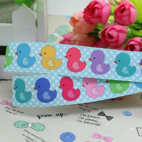 7/8'' Free shipping duck printed grosgrain ribbon hairbow headwear party decoration diy wholesale OEM 22mm D397