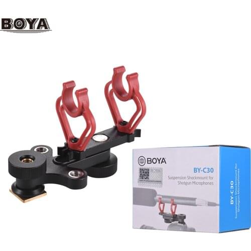 BOYA BY-C30 Shock Mount Holder Clip Camera Shoe for Shotgun Microphones 18-20mm Diameter Standard Hot Shoe Adapter