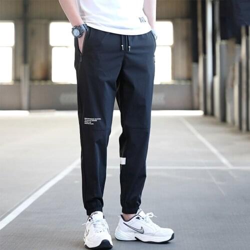 Casual pants mens pants summer thin ice fast dry Korean fashion sportswear Leggings boys sweatpants harajuku Matching outfits