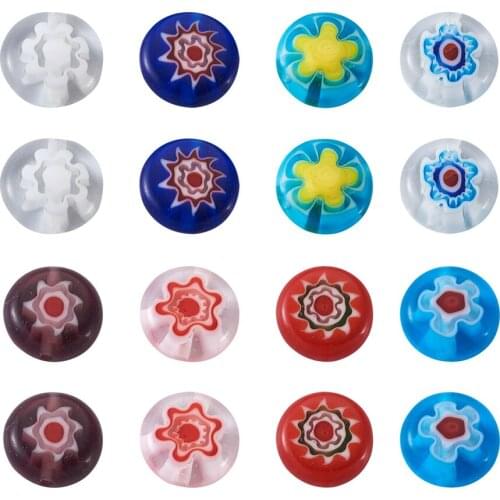 8mm 10mm Flower Patterns Millefiori Lampwork Beads Loose Spacer Round Beads Flat Round Beads For Jewelry Making DIY Bracelet