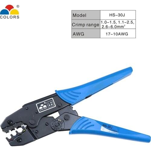 COLORS Crimp Cable Wire Cutter Plier Crimper Stripper Hand Tool Crimping Pliers HS-30J HS-10 Range 1.0-6mm 17-10AWG